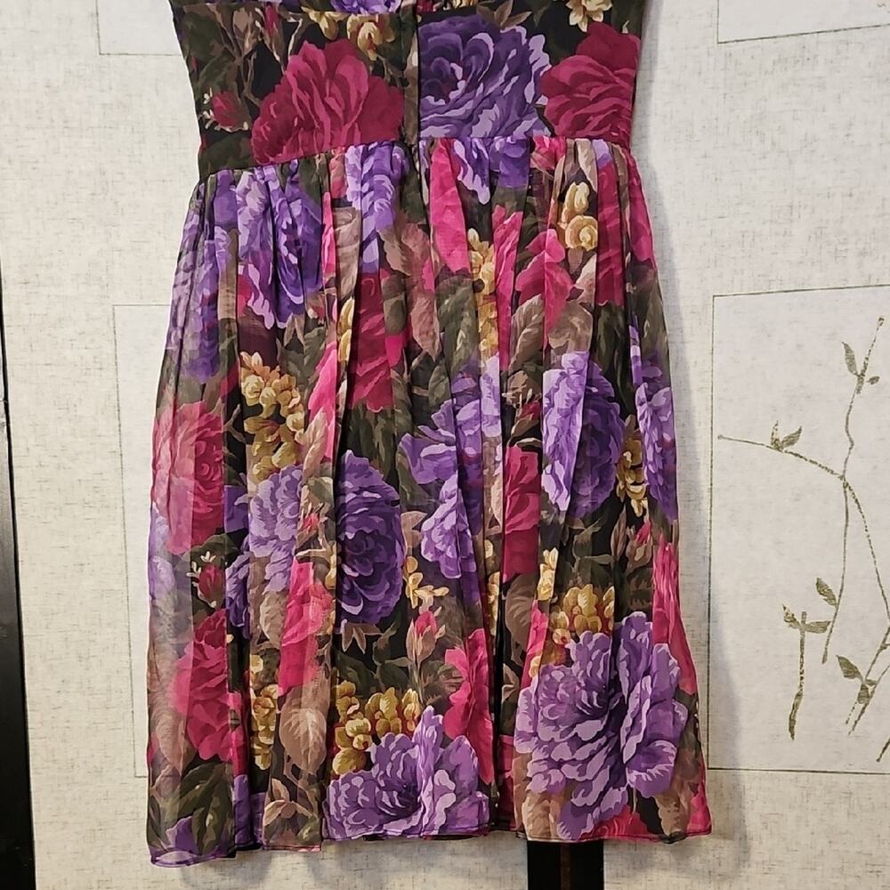 Jonathan Martin A-line Purple Pink Dress with Flutter Sleeves - Picture 7 of 7